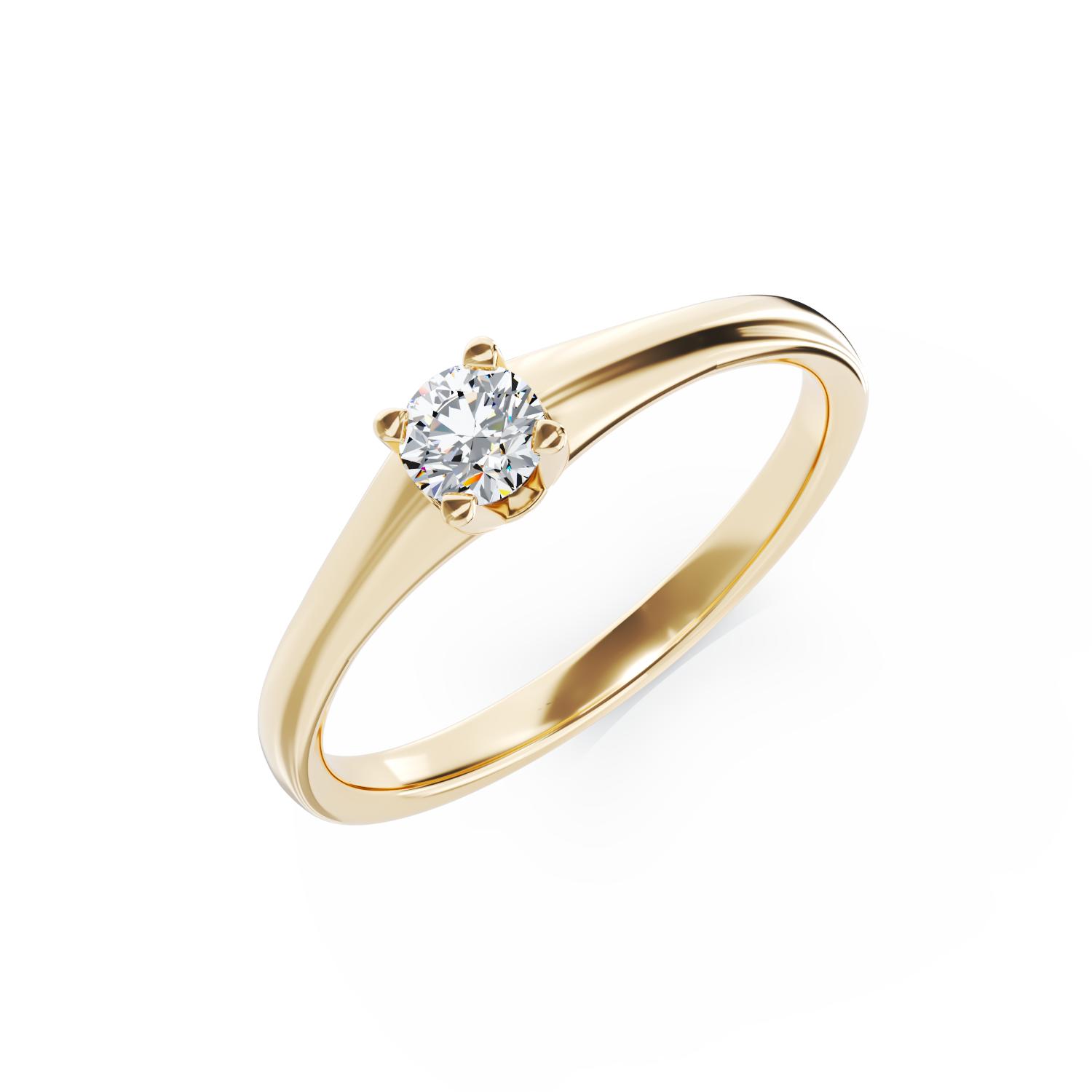 Eljegyzési gyűrű 18K-os sárga aranyból 0.145ct gyémánttal.
